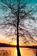 Coucher de soleil sur le lac d'Annecy