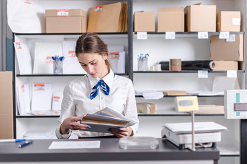woman working at the post office