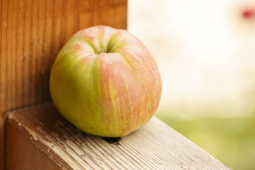 Fresh raw apple fruit on wooden background