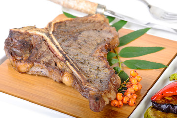 t-bone steak with rowan close up view
