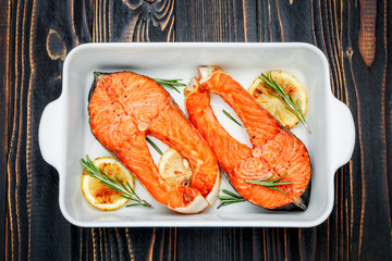 Crispy roasted salmon steak
