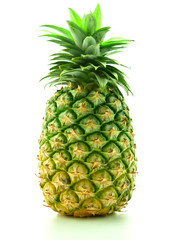 Ripe half pineapple isolated on white