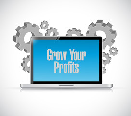 grow your profits computer sign concept