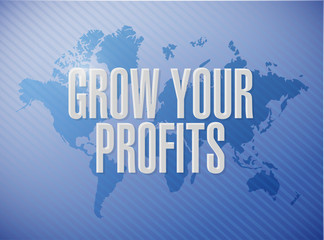 grow your profits world map sign concept