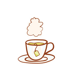 Tea cup sketchy vector clip-art, isolated on white. Vector design element for invitation or greeting card. Hand drawn icon