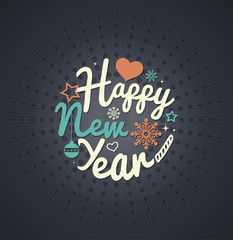 Happy New Year lettering circle. Modern brush calligraphy for gr