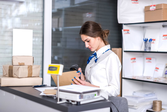 woman working at the post office