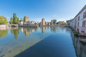 Fototapeta na wymiar The Vauban Dam and Petite France in the centre of Strasbourg