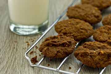 Freshly baked cookies and a glass of milk