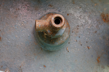 Gas tank cylinder valve view from top.