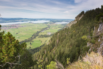 Mountain view of the area around Fussen, seen from the Tegelberg