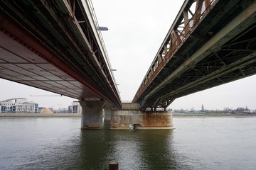 Iron bridge and river