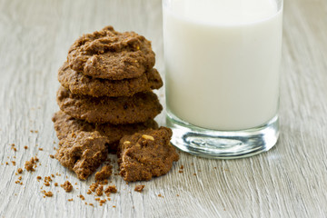 Stack of fresh cookies and a glass of milk