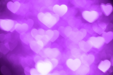 purple heart bokeh background photo, abstract holiday backdrop