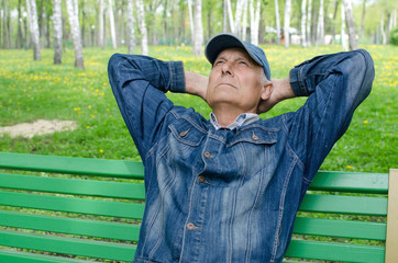 Aged man is resting