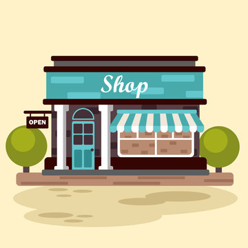 building a store or market. flat decorative vector illustration