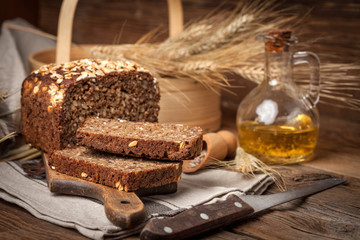 Whole Grain rye bread with seeds.