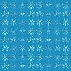 vector pattern of doodles snowflakes on a blue background
