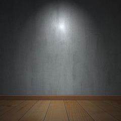 empty interior. wooden floor and concrete wall