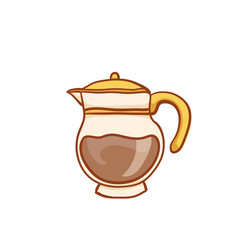 Coffee glass pot sketchy clip art, isolated on white. Vector design element. Sketch for flyer, banner, ad, package. Hand drawn cup of hot Coffee with halftone icon