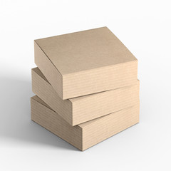 Three Cardboard boxes, 3d rendering