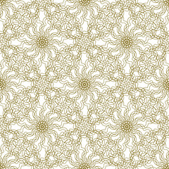 Seamless abstract background pattern with beige guilloche ornament on white (transparent) background. Vector illustration eps