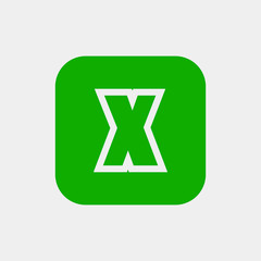 Letter X vector, logo. Useful as branding symbol, identity, alphabet element, square app icon, clip art and illustration.