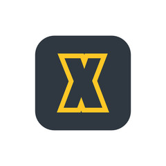 Letter X vector, logo. Useful as branding symbol, identity, alphabet element, square app icon, clip art and illustration.