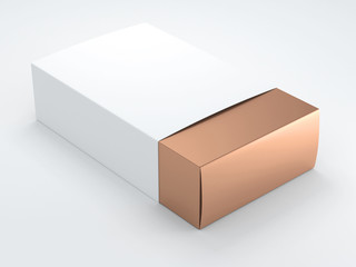 Gold Box with white Cover. 3d rendering