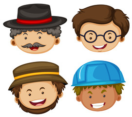 Four heads of male characters
