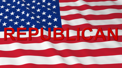 US Elections - American Flag with Red Republican Text 3D Illustration