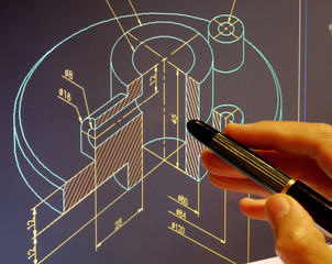 designer working on a cad blueprint