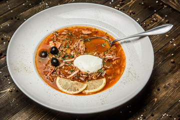 Solyanka - Russian traditional meat soup