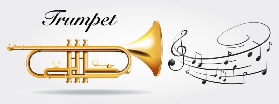Trumpet and music notes