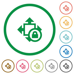 Size lock flat icons with outlines