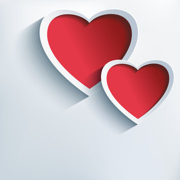 Valentines day background with two 3d hearts