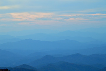 Misty sunset in the Great Smoky Mountains, USA