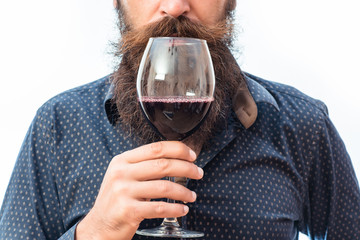 bearded man with wine