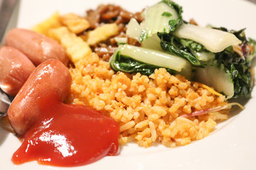 fried rice and hot dog