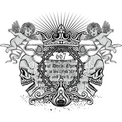  grunge skull coat of arms