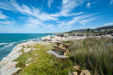Foto auf Leinwand A bench for Whale watchers at Hermanus, South Africa © Benjamin