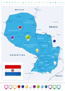 Paraguay map with map pointers