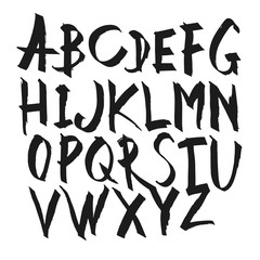 Hand Drawn Calligraphy Alphabet. Uppercase letters. Vector alpha