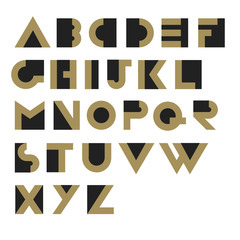 Geometric Retro Alphabet.  Art deco style. Type, font, vintage v - 125841514