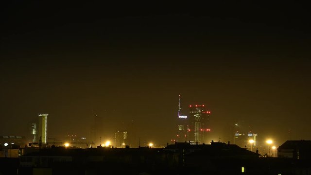 milano di notte, al tramonto,timelapse,