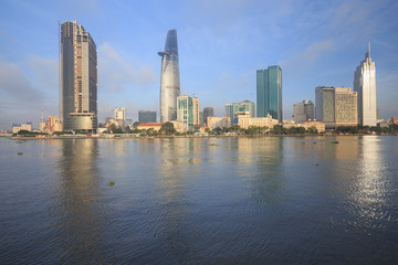 Fototapeta na wymiar Panoramic view of Saigon in early morning