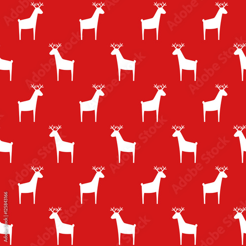 Seamless Retro Christmas Pattern With Deer Red Background Simple Vector Winter Holidays Design For Seamless Retro Christmas Pattern With Deer Red Background Simple Vector Winter Holidays Design For