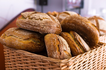 Fresh bread in a basket