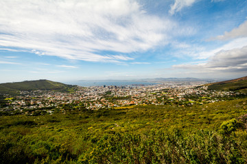 Fototapeta na wymiar Cape Town Panorama from under Table Mountain