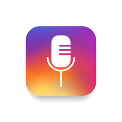 Microphone icon vector, clip art. Also useful as logo, square app icon, web UI element, symbol, graphic image, silhouette and illustration.